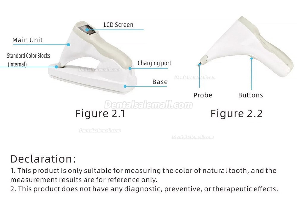 Dental LED Tooth Color Comparator Digital Colormeter with Teeth Shade Guide